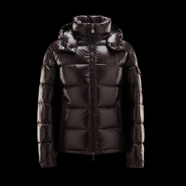 Moncler marrone Mock colletto e Slash corta da uomo Cappotti uscita